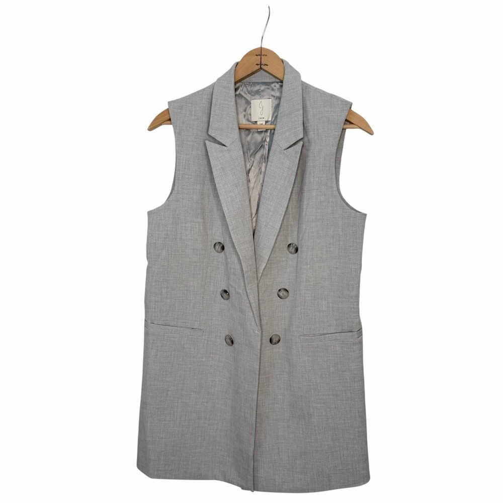 Joie Gray Open Vest Non Functional Button Front Sleeveless Size Small NWOT